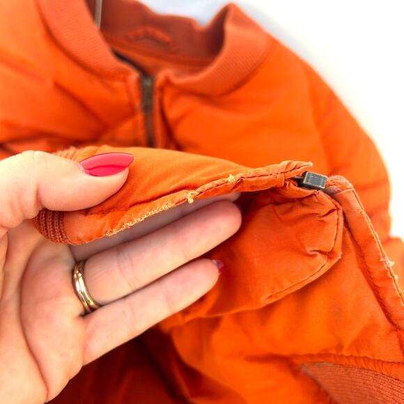 Vintage Men’s Ralph Lauren Quilted Bomber Puffer Jacket Orange Medium Large - Picture 9 of 11
